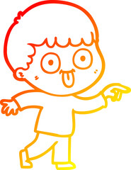 warm gradient line drawing cartoon man staring