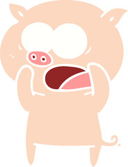 flat color style cartoon pig shouting
