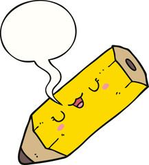 cute cartoon pencil and speech bubble