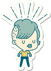 sticker of tattoo style hipster girl