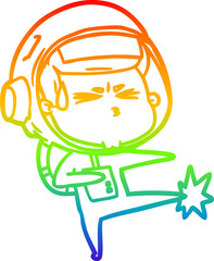 rainbow gradient line drawing cartoon stressed astronaut