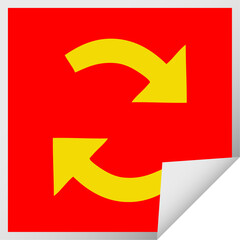 square peeling sticker cartoon recycling arrows