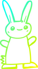 cold gradient line drawing cute cartoon rabbit