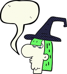 comic book speech bubble cartoon witch head