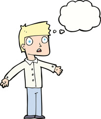 cartoon shocked man with thought bubble