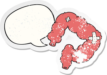 cartoon colon and speech bubble distressed sticker