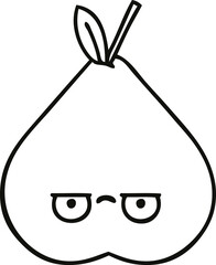 line drawing cartoon green pear