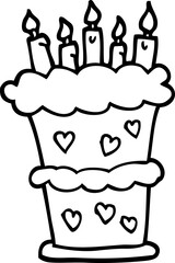 black and white cartoon birthday cake