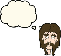 cartoon man with long mustache with thought bubble