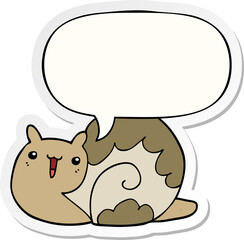 cute cartoon snail and speech bubble sticker