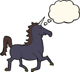 cartoon unicorn with thought bubble