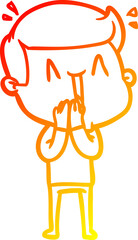 warm gradient line drawing cartoon excited man