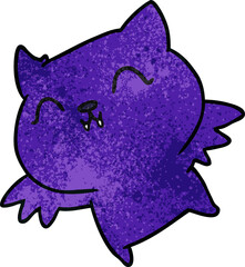 textured cartoon of cute kawaii bat