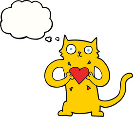 thought bubble cartoon cat with love heart