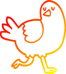 warm gradient line drawing cartoon bird running
