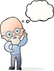 cartoon old man  with thought bubble