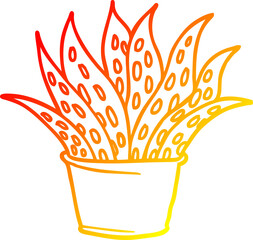 warm gradient line drawing cartoon house plant