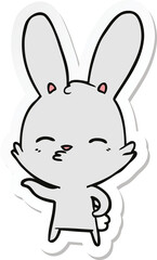sticker of a curious bunny cartoon