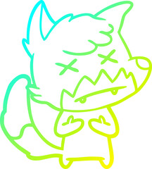cold gradient line drawing cartoon cross eyed fox