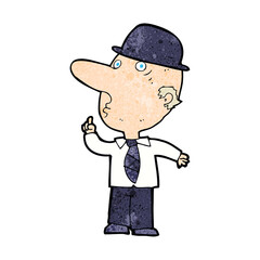 cartoon man wearing bowler hat