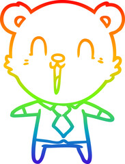 rainbow gradient line drawing happy cartoon polar bear