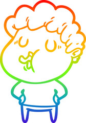 rainbow gradient line drawing cartoon man singing