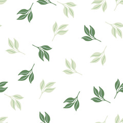 Simple leaves Seamless pattern. Decorative forest leaf endless wallpaper. Organic background.