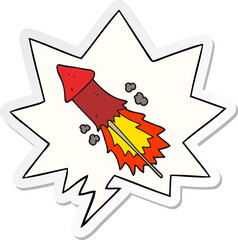 cartoon firework and speech bubble sticker