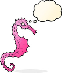 cartoon sea horse with thought bubble