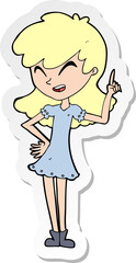 sticker of a cartoon girl making point