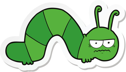 sticker of a cartoon grumpy caterpillar