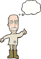 Obraz premium cartoon annoyed old man with thought bubble