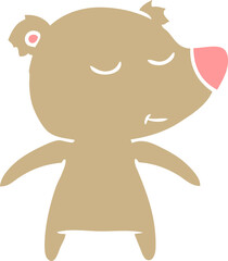 happy flat color style cartoon bear