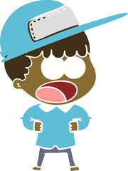 flat color style cartoon shocked man