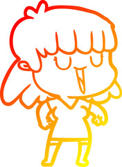 warm gradient line drawing cartoon woman