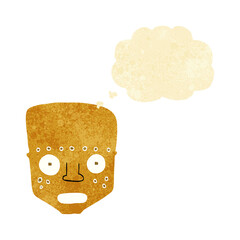 cartoon robot head with thought bubble