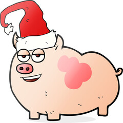cartoon christmas pig