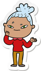 sticker of a cartoon woman