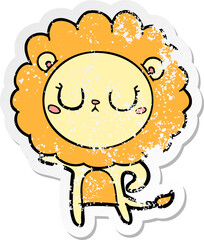 distressed sticker of a cartoon lion