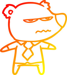 warm gradient line drawing cartoon angry boss bear