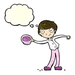 cartoon man tipping hat with thought bubble