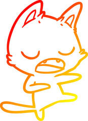 warm gradient line drawing talking cat dancing