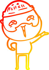warm gradient line drawing cartoon happy bearded man