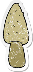 distressed sticker of a cartoon mushroom