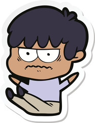 Obraz premium sticker of a annoyed cartoon boy