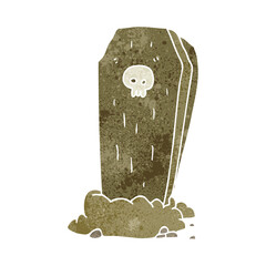 retro cartoon spooky coffin