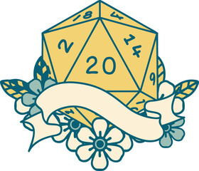 natural twenty D20 dice roll illustration