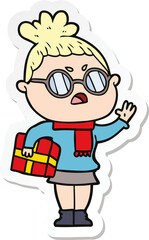 sticker of a cartoon annoyed woman