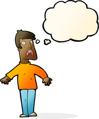 cartoon terrified man with thought bubble