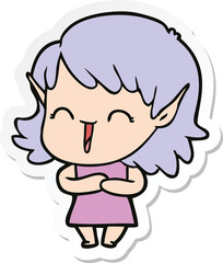 sticker of a cartoon elf girl